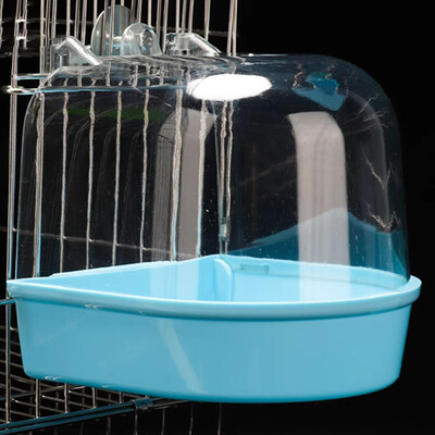 Cutie de baie suspendată pentru păsări, papagali, cadă de baie, vizibilă transparentă, accesorii pentru cușcă de duș pentru pasăre mică, canar, budgerigar, calopsită