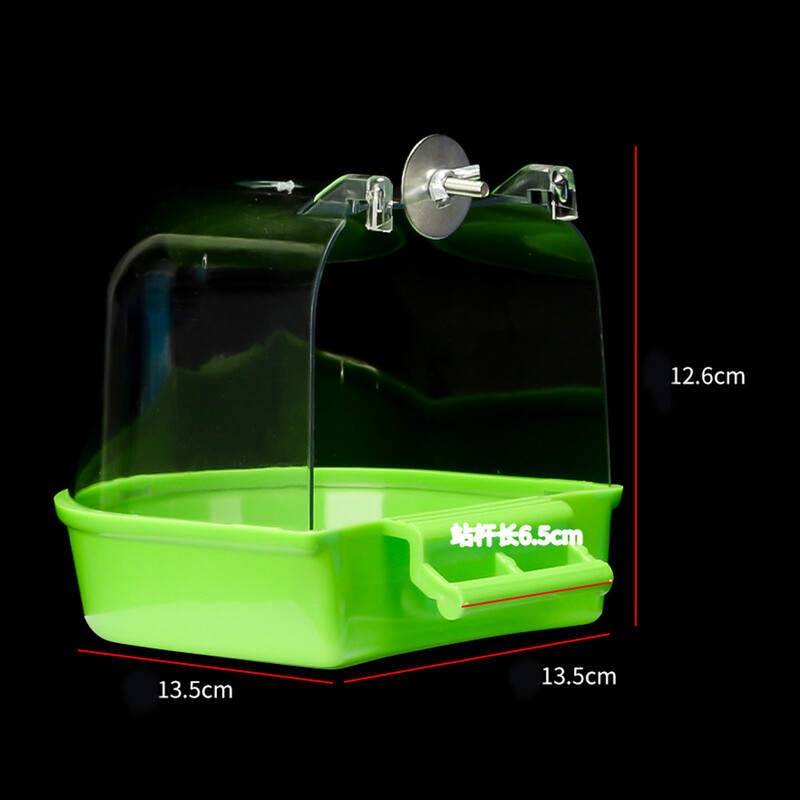Cutie de baie suspendată pentru păsări, papagali, cadă de baie, vizibilă transparentă, accesorii pentru cușcă de duș pentru pasăre mică, canar, budgerigar, calopsită