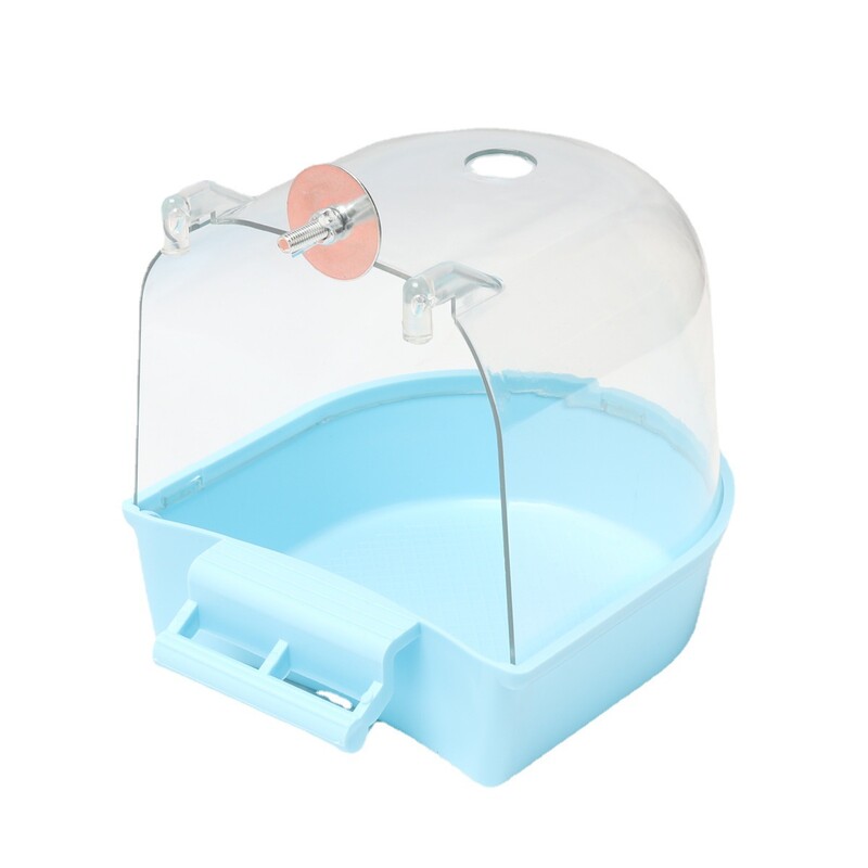 Cutie de baie suspendată pentru păsări, papagali, cadă de baie, vizibilă transparentă, accesorii pentru cușcă de duș pentru pasăre mică, canar, budgerigar, calopsită