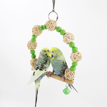 Bird Swing Toy Wooden Parrot Perch Stand Playstand с дъвчащи мъниста Клетка Детска площадка за вълнисти папагалчета Птици Аксесоари за папагали