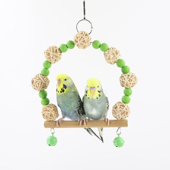 Bird Swing Toy Wooden Parrot Perch Stand Playstand с дъвчащи мъниста Клетка Детска площадка за вълнисти папагалчета Птици Аксесоари за папагали