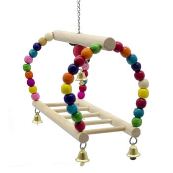 Parrot Toy Pet Bird Toy Цветни дървени мъниста Висящ мост Висяща стълба Люлка Верига Люлка Играчки за птици Аксесоари