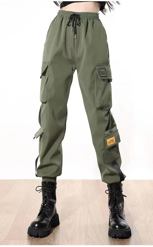 Nové dámske cargo nohavice, háremové nohavice, módne punkové vrecká, tepláky s retiazkovým vzorom, Harajuku, gumičky s vysokým pásom, streetwear 41