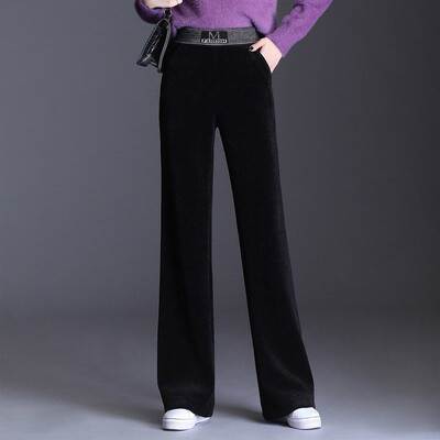 Moteriški drabužiai Raudona mada Laisvalaikio laisvos kelnės Tvirtas aukštu juosmeniu Tiesus Patogios kelnės Pavasario rudens plačios kelnės