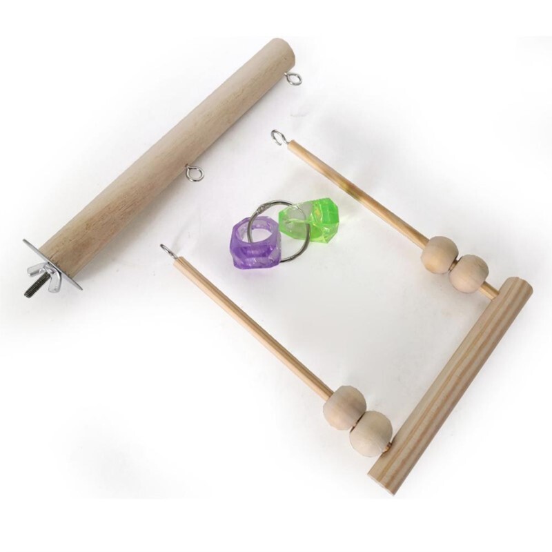 Madárhinta játék Fa papagáj sügér állvány, rágógyöngyökkel ellátott játszóállvány ketrecben, alvóállvány, játszójátékok törpepapagáj madarak számára