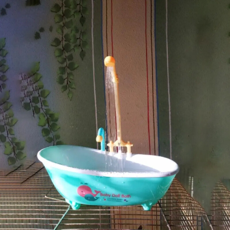 Papagailis Automātiskā Vanna Zila Plastmasa Jauka Papagailis Mīlestības putnu Barotājs Bļoda Putnu Piederumi Mājsaimniecības piederumi