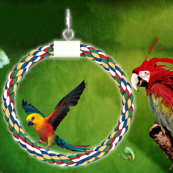 1PC Pet Bird Parrot Cotton Rope Circle Ring Stand Висяща люлка Cage Chew Play Toy Blocks Swing Food Grade Toys Pets Supplies