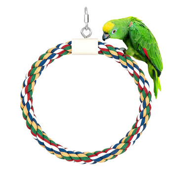 1PC Pet Bird Parrot Cotton Rope Circle Ring Stand Висяща люлка Cage Chew Play Toy Blocks Swing Food Grade Toys Pets Supplies