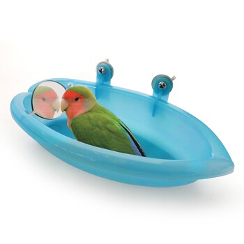 Mirrored Bird Bath Pet Cage Λεκάνη Μπανιέρα Parrot Μπανιέρα Parrot Μπανιέρα Προμήθειες ντους με καθρέφτη Πουλιά αξεσουάρ κλουβιού Παιχνίδια για κατοικίδια