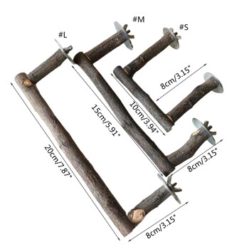 Φυσικό ξύλο Πέρκα Parrot Bird Grooming Stand Bar Grinding Claw Παιχνίδι για μικρά μεσαία πουλιά Εύκολο στην εγκατάσταση