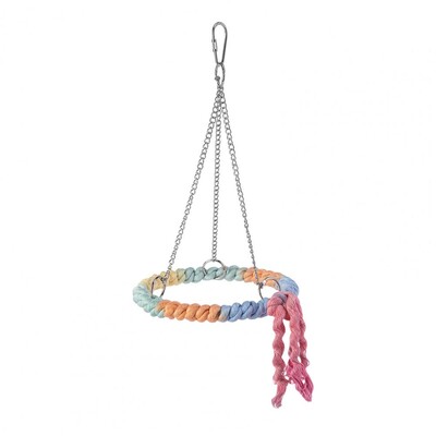 Jucărie pentru păsări papagal, frânghie din bumbac, jucărie circulară, biban de mestecat pentru papagal, jucărie suspendată pentru cățărare pentru păsări, inel de frânghie leagăn, accesoriu cușcă pentru păsări