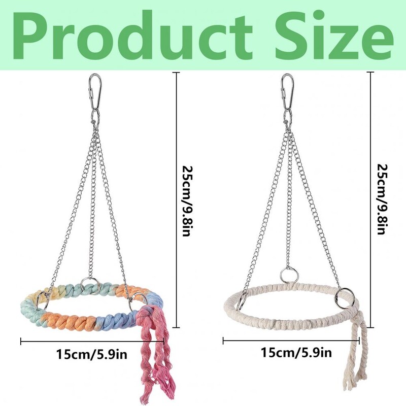 Jucărie pentru păsări papagal, frânghie din bumbac, jucărie circulară, biban de mestecat pentru papagal, jucărie suspendată pentru cățărare pentru păsări, inel de frânghie leagăn, accesoriu cușcă pentru păsări