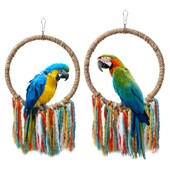 Pet Bird Parrot Toy Памучно въже Circle Toys Дъвчаща хапка Parrot Perch Висящо въже Пръстен Стойка Играчка за катерене Birds Swing Cage Toy