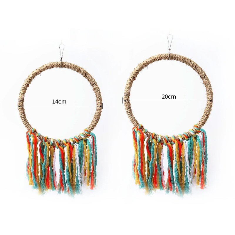 Pet Bird Parrot Toy Памучно въже Circle Toys Дъвчаща хапка Parrot Perch Висящо въже Пръстен Стойка Играчка за катерене Birds Swing Cage Toy