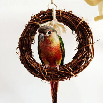 Κρεμαστό παιχνίδι Rattan 1τμχ 15cm Παπαγάλος Pet Bird Vine Swing Climbing Chew Bite Κλουβί Δαχτυλίδι Αξεσουάρ κλουβιού πουλιών Προμήθειες διακόσμησης για κατοικίδια