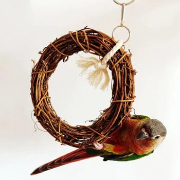 Κρεμαστό παιχνίδι Rattan 1τμχ 15cm Παπαγάλος Pet Bird Vine Swing Climbing Chew Bite Κλουβί Δαχτυλίδι Αξεσουάρ κλουβιού πουλιών Προμήθειες διακόσμησης για κατοικίδια