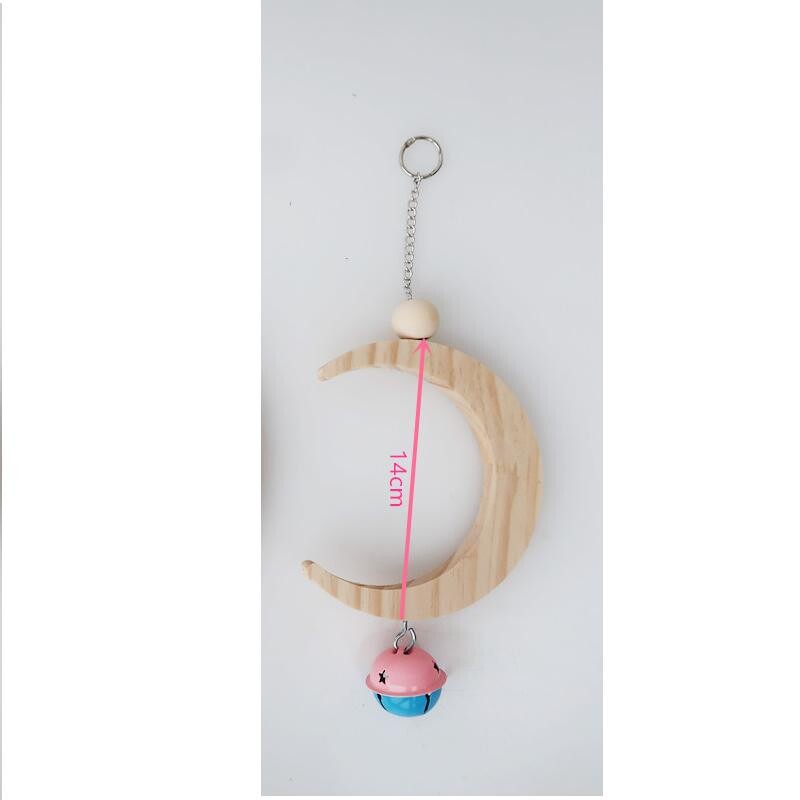 1 mažo dydžio papūgos sūpynės ešerių stovas žaislas mėnulio formos kabantis hamakas varpelis naminių gyvūnėlių narvas Paukštis medinis treniruojamas žnyplių pėdų šlifavimo lazdelė