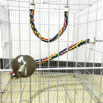 40/60/80/105 εκ. Parrot Bird Standing Toys Βαμβακερό σχοινί Πολύχρωμο παιχνίδι μασώντας κούρνιες για κλουβί πουλιών Βαμβακερό σχοινί αξεσουάρ πουλιών