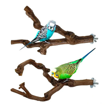 Pet Standing Stick Wild Grape Wood Pole Parrot Cockatiel Parakeet Station Board Bite Claw Grinding Toy Bird Cage Accessories