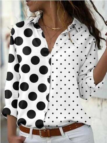 Новата елегантна, украсена с цветя 3D дигитален печат темпераментна дамска свободна дамска риза с ревер