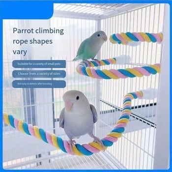 Parrot Bird Standing Toys Βαμβακερό σχοινί Πολύχρωμο παιχνίδι μασώντας κούρνιες για κούνια πουλιών Κλουβί για κατοικίδια Παιχνίδι παπαγάλου αναρρίχησης