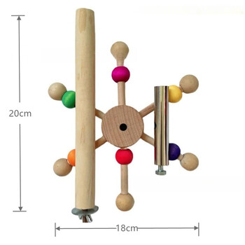 Νέο παιχνίδι πέρκας με περιστρεφόμενες μπάλες παπαγάλος που αναζητά τροφή, ξύλινο διαδραστικό παιχνίδι με βάση πουλιών Περιστρεφόμενο παιχνίδι ανεμόμυλου για κοκατίλ