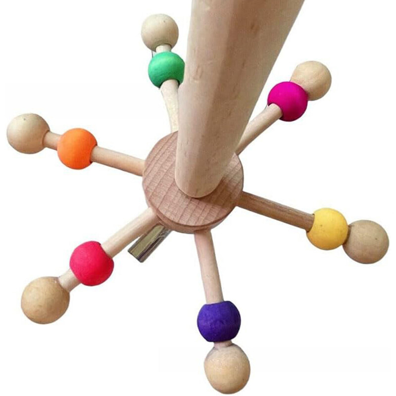 Új sügér játék forgó labdákkal Papagáj takarmánykereső játék, fa interaktív madártartó golyók forgó szélmalom játék kackatielekhez