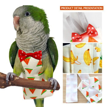 Πάνα Parrot with Bowtie Χαριτωμένα πολύχρωμα φρούτα Floral Cockatiel Pigeons Small Medium Large Pet Birds στολή πτήσης Ρούχα που πλένονται