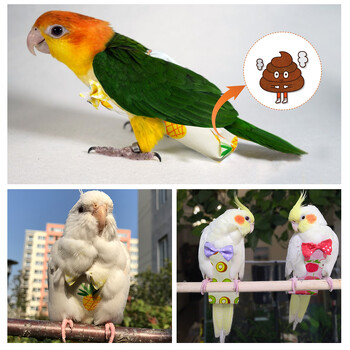 Πάνα Parrot with Bowtie Χαριτωμένα πολύχρωμα φρούτα Floral Cockatiel Pigeons Small Medium Large Pet Birds στολή πτήσης Ρούχα που πλένονται