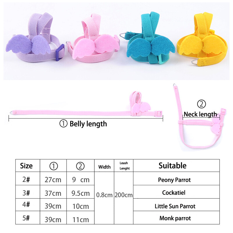 Állítható papagáj madárheveder póráz készlet harapásgátló edzőhám papagájokhoz kültéri repülő kötél kakas kismadarakhoz