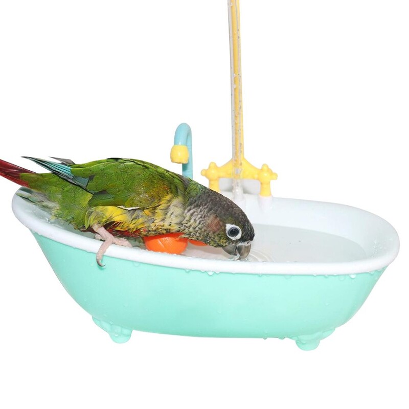 Papūga automatinis vonios žaislas su maišytuvu Realistiškas plaunamas papūgėlėmis papūga Cockatiel Conure Parrot vonios dėžutė paukščiams