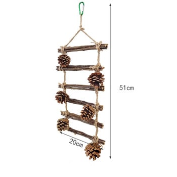 Parrot Stand Swing Αναρριχητική Σκάλα με Κρεμαστό Μασητικό Παιχνίδι Ξύλινη Βάση Πέρκας για Macaw Parakeet Cockatiel Bird Supplies