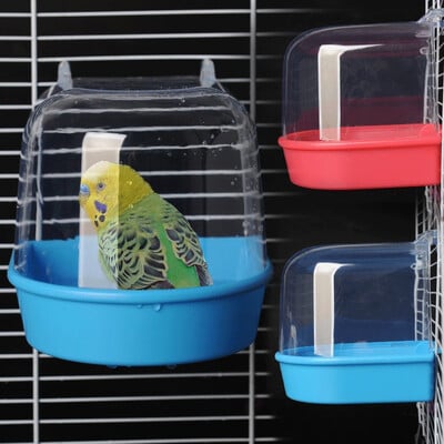 Plastmasas piekarināms putnu vannas kubs Papagaiļi Vanna Vanna Dušas Kastes Būris Piederums Little Bird Canary Budgerigar Lovebird kastēm