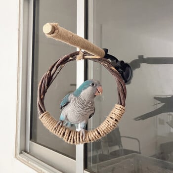 Natural Parrot Perch Toy Bird Toy Swing Set Natural Toy with βεντούζα για Budgies Parakeets Parrots Cockatiels Lovebirds