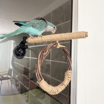 Natural Parrot Perch Toy Bird Toy Swing Set Natural Toy with βεντούζα για Budgies Parakeets Parrots Cockatiels Lovebirds