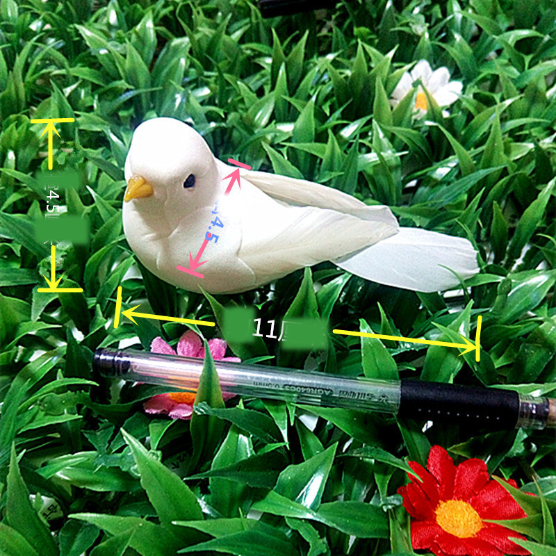 Pasăre mică de ulm alb simulat, porumbel alb, pasăre albă, pană de pasăre simulată, pasăre de spumă, plantă micro view pentru decorarea casei Vezi accesorii