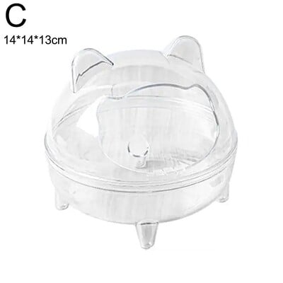 Cada de baie cu nisip pentru hamsteri, rezistentă la stropire, detașabilă, complet transparentă, urs de aur, baie transparentă pentru animale de companie mic, baie chinchilla