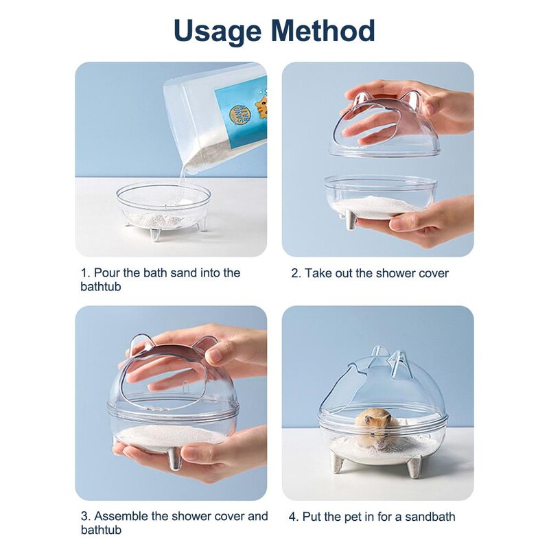 Cada de baie cu nisip pentru hamsteri, rezistentă la stropire, detașabilă, complet transparentă, urs de aur, baie transparentă pentru animale de companie mic, baie chinchilla