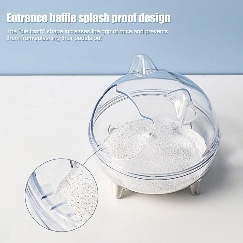 Cada de baie cu nisip pentru hamsteri, rezistentă la stropire, detașabilă, complet transparentă, urs de aur, baie transparentă pentru animale de companie mic, baie chinchilla