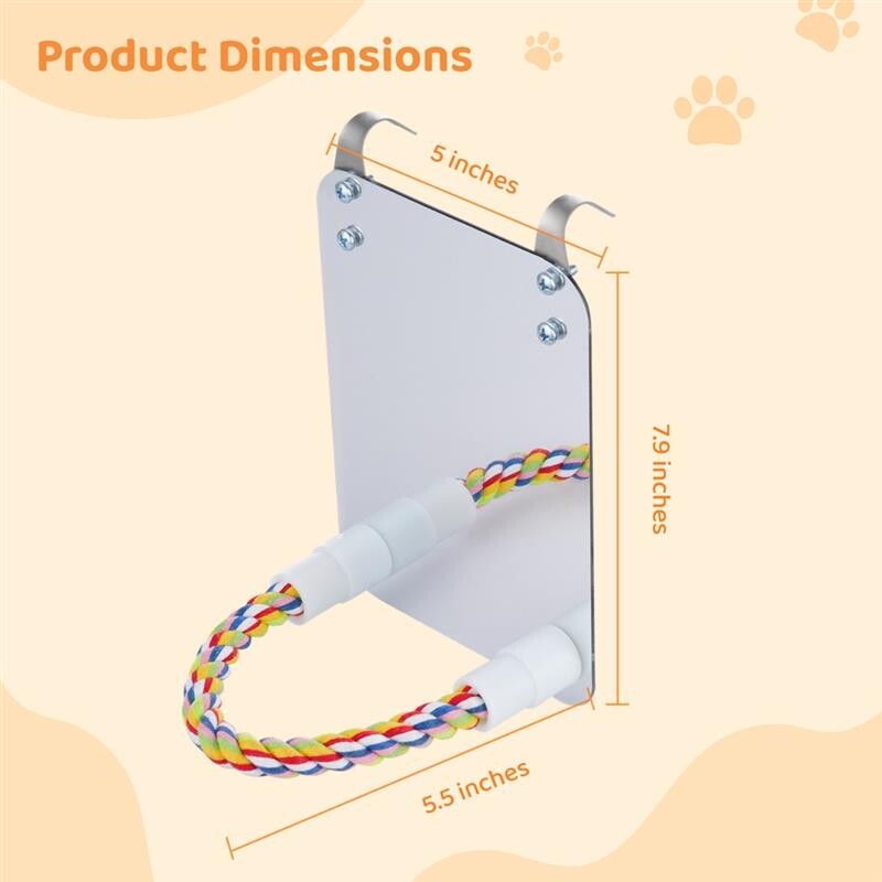 Καθρέφτης Πουλί με Σχοινί Πέρκα Παπαγάλος Κλουβί Παιχνίδια με Κουδούνι αέρα Pet Bird Cage Perch For Grey Parakeets Cockatoos Cockatiels Conures