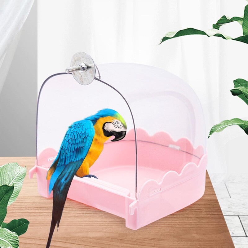 Madárfürdő nem szivárog Könnyen felszerelhető ketrec tartozékok Víztál madarak zuhanydoboz kakaspapagájokhoz Kanári papagájok Lovebirds