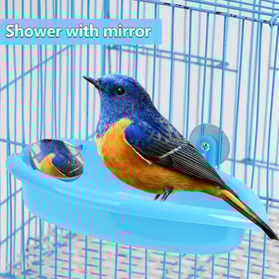 Μπανιέρα Parrot με καθρέφτη/Χωρίς καθρέφτη Αξεσουάρ κλουβιού κατοικίδιων ζώων Κουτί ντους πουλιών Κλουβί πουλιών Εργαλείο κρεμαστή μπανιέρα ντους Παιχνίδια πουλιών