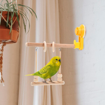 Βάση παπαγάλου Παιχνίδι Suction Bird Perch Parakeet Training Rack Παράθυρο Ξύλινο Γραφείο