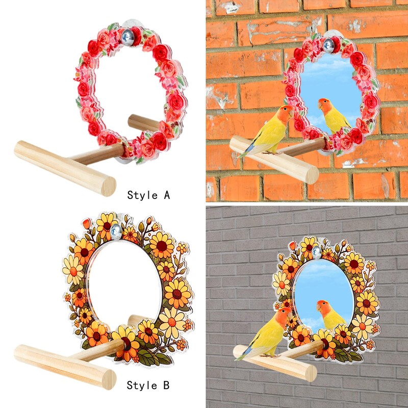 Zrkadlo na papagáje, stojaca tyč, zábavná, ľahko odstrániteľná dekorácia, hojdačka pre vtáky, africký sivý ara, Lovebird, Kanárik, Finch, Korely
