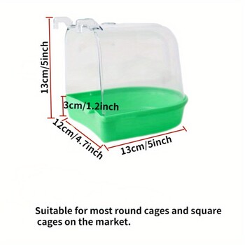 1PC вана за къпане с птици може да се окачи отвън, за да се предотврати пръскането на вода Прозрачна вана за къпане с папагал за малки птици