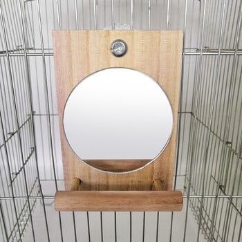 Bird Parakeet Mirror for Cage Ξύλινο κρεμαστό διαδραστικά παιχνίδια παιχνιδιού με αξεσουάρ κλουβιού Cockatiel Stick για Lovebird