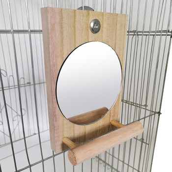 Bird Parakeet Mirror for Cage Ξύλινο κρεμαστό διαδραστικά παιχνίδια παιχνιδιού με αξεσουάρ κλουβιού Cockatiel Stick για Lovebird