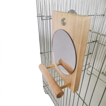 Bird Parakeet Mirror for Cage Ξύλινο κρεμαστό διαδραστικά παιχνίδια παιχνιδιού με αξεσουάρ κλουβιού Cockatiel Stick για Lovebird