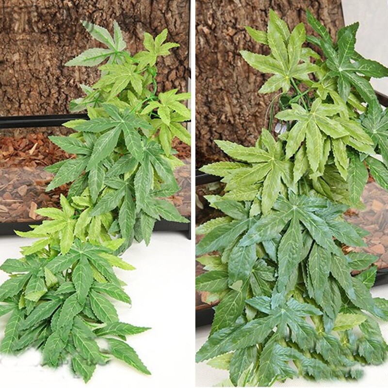 Akváriumi hüllő akvárium mesterséges műanyag hamis lógó levelek növényi dekoráció