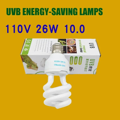 UVB5.0 10.0 110v-220v gyík kalcium-kiegészítő lámpa 13W 26W UV izzó E27 energiatakarékos hüllőlámpa teknősök és kétéltűek